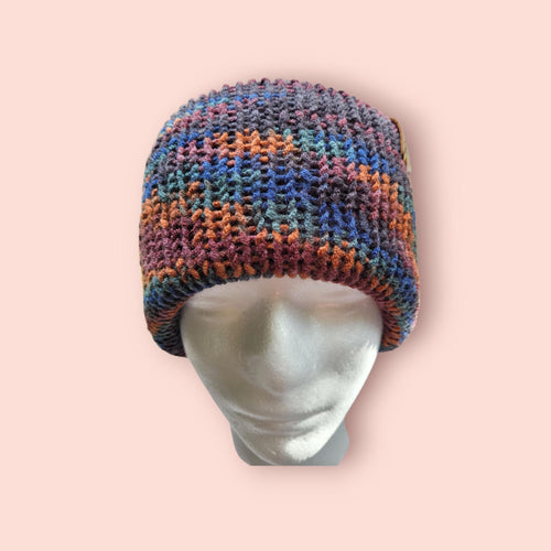 brown and orange beanie hat