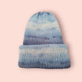 handmade beanie hat, blue ombre