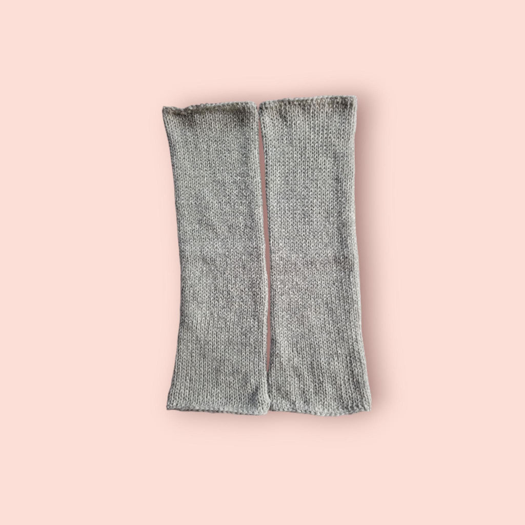 handmade leg warmers, pearl grey, woolen