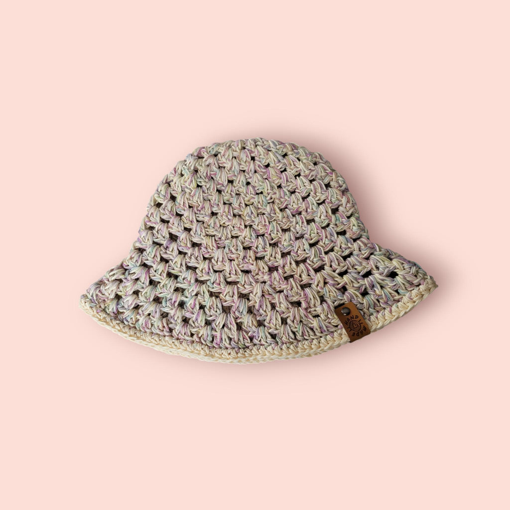 summer bucket hat, festival hat, sun protection hat, yellow with pastel colours
