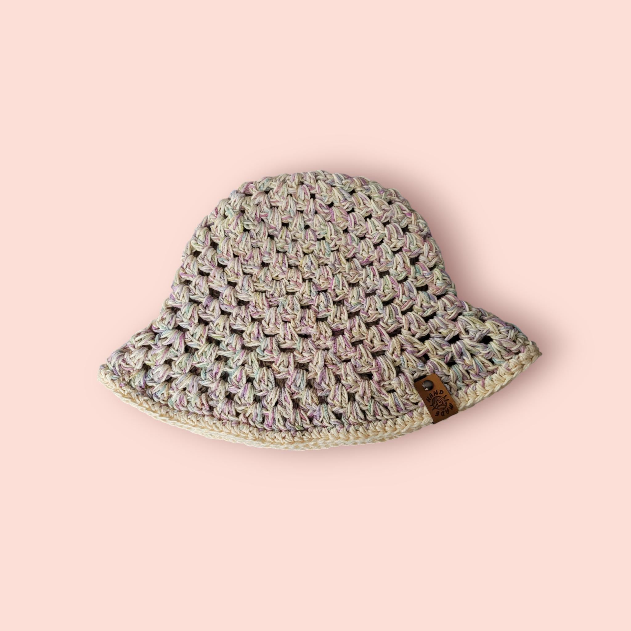 summer bucket hat, festival hat, sun protection hat, yellow with pastel colours