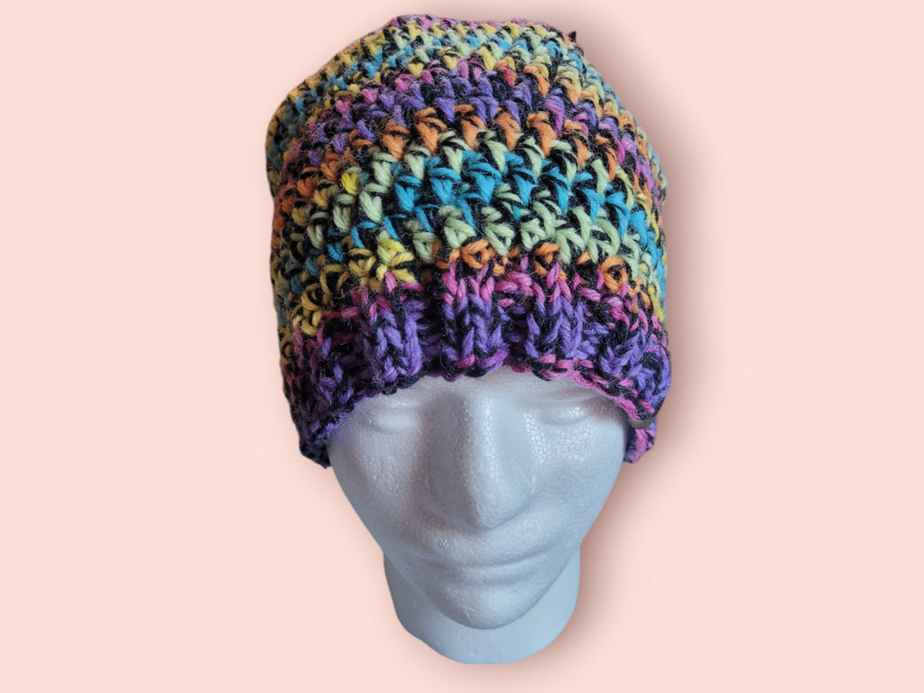 rainbow hat with merino wool