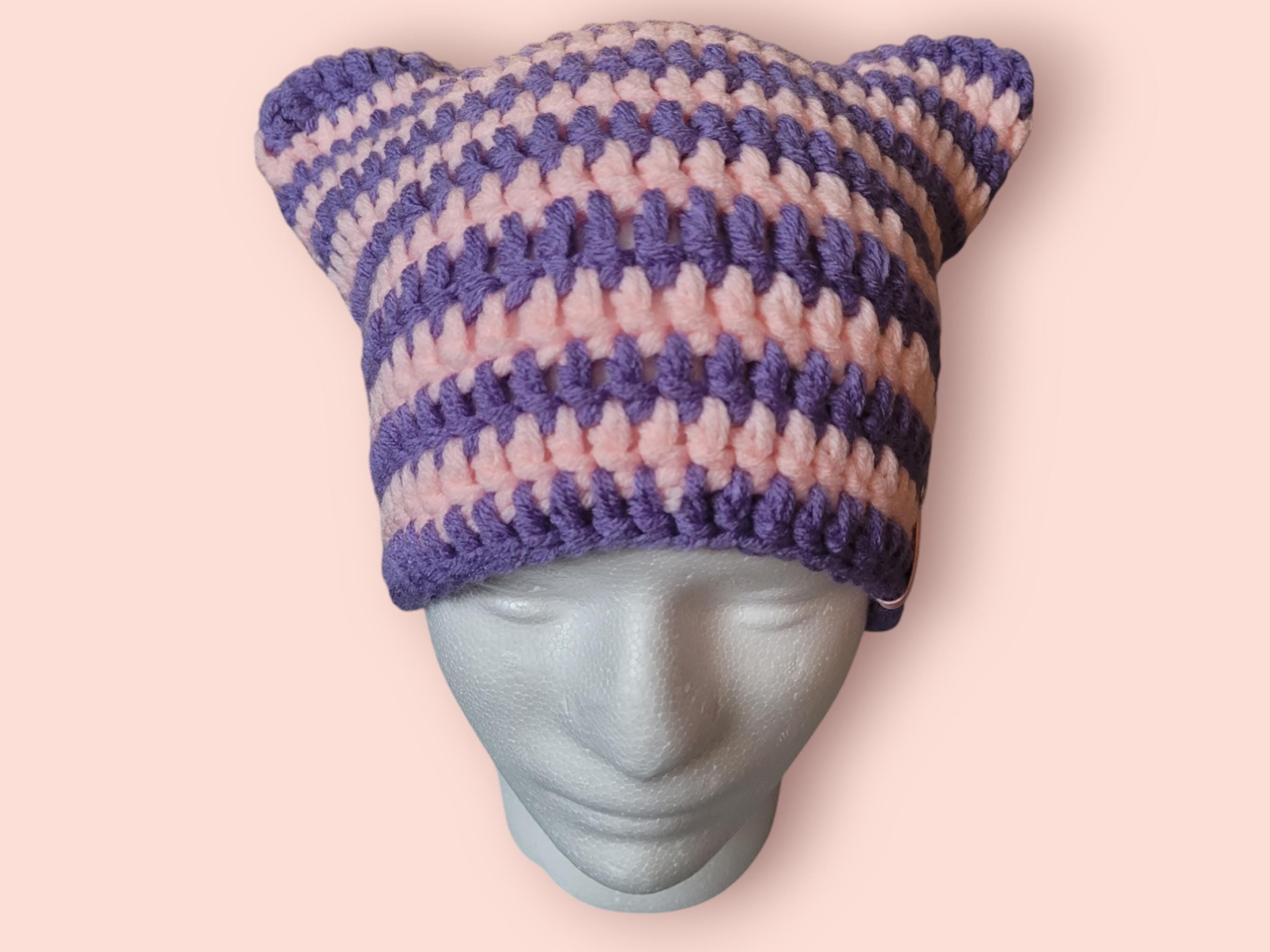 Cat beanie hat purple and pink cat ears hat alternative hat funny hat gift for her cat lover beanie warm and soft cute hat