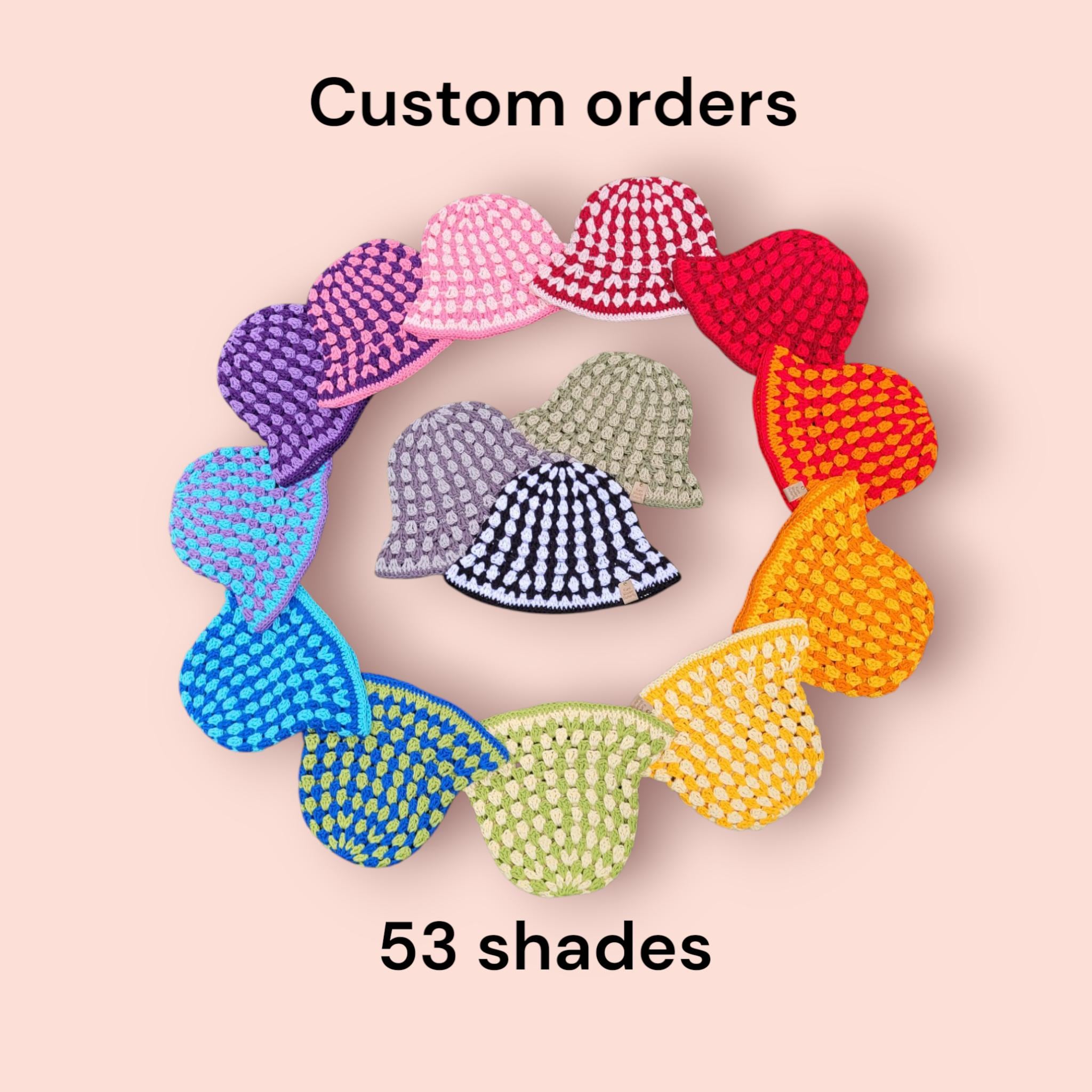 custom orders bucket hats,  festival hats,  53 shades, 100% cotton