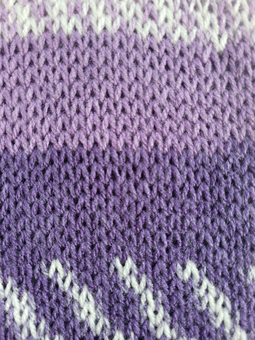 handmade leg warmers, in purples and white, fair isle, acrylic