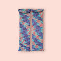 leg warmers, pink, purple, blue, acrylic and wool