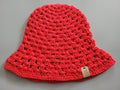 handmade crochet bucket hat,  red, cotton,  festival, holiday,  summer,  beach hat