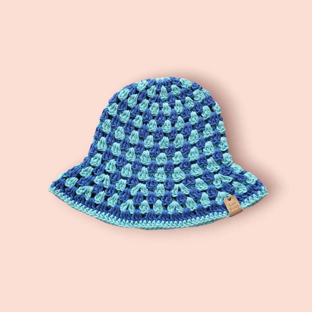 aqua blue and Royal blue bucket hat, festival hat,  beach hat, hand made , 100% cotton
