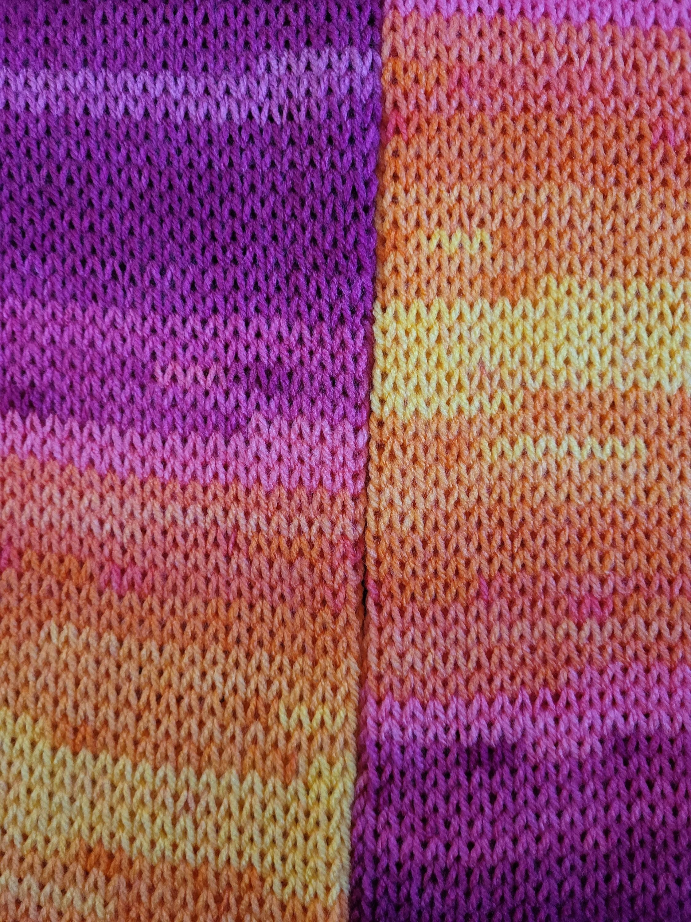 handmade leg warmers, ombre effect, orange to fuchsia, acrylic