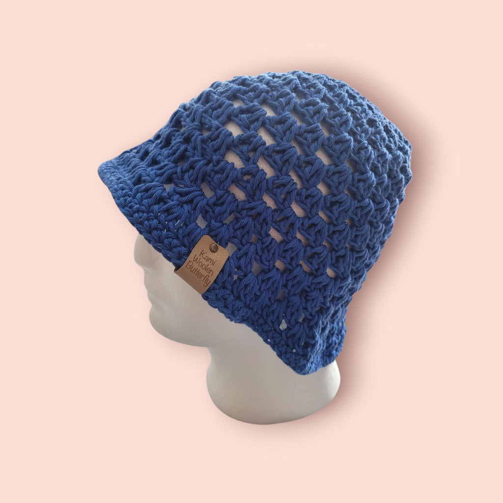 Royal blue hand made bucket hat,  festival hat,  summer hat