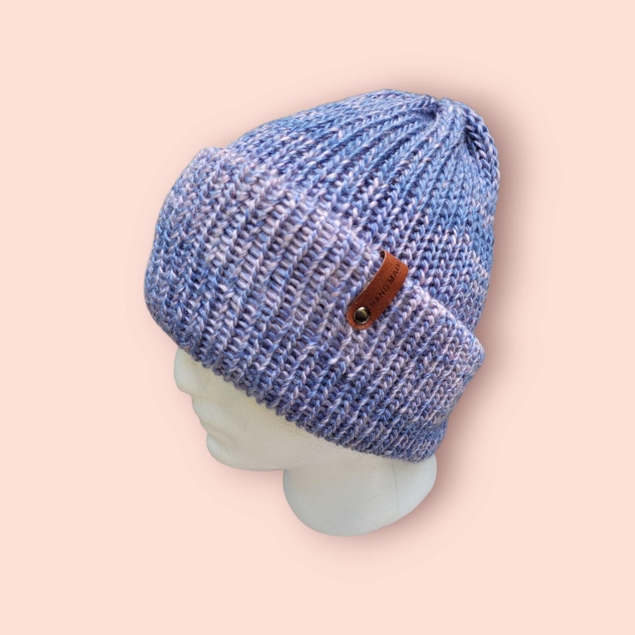 purple and pink ombre effect beanie hat, with wool, very soft,  silky touch