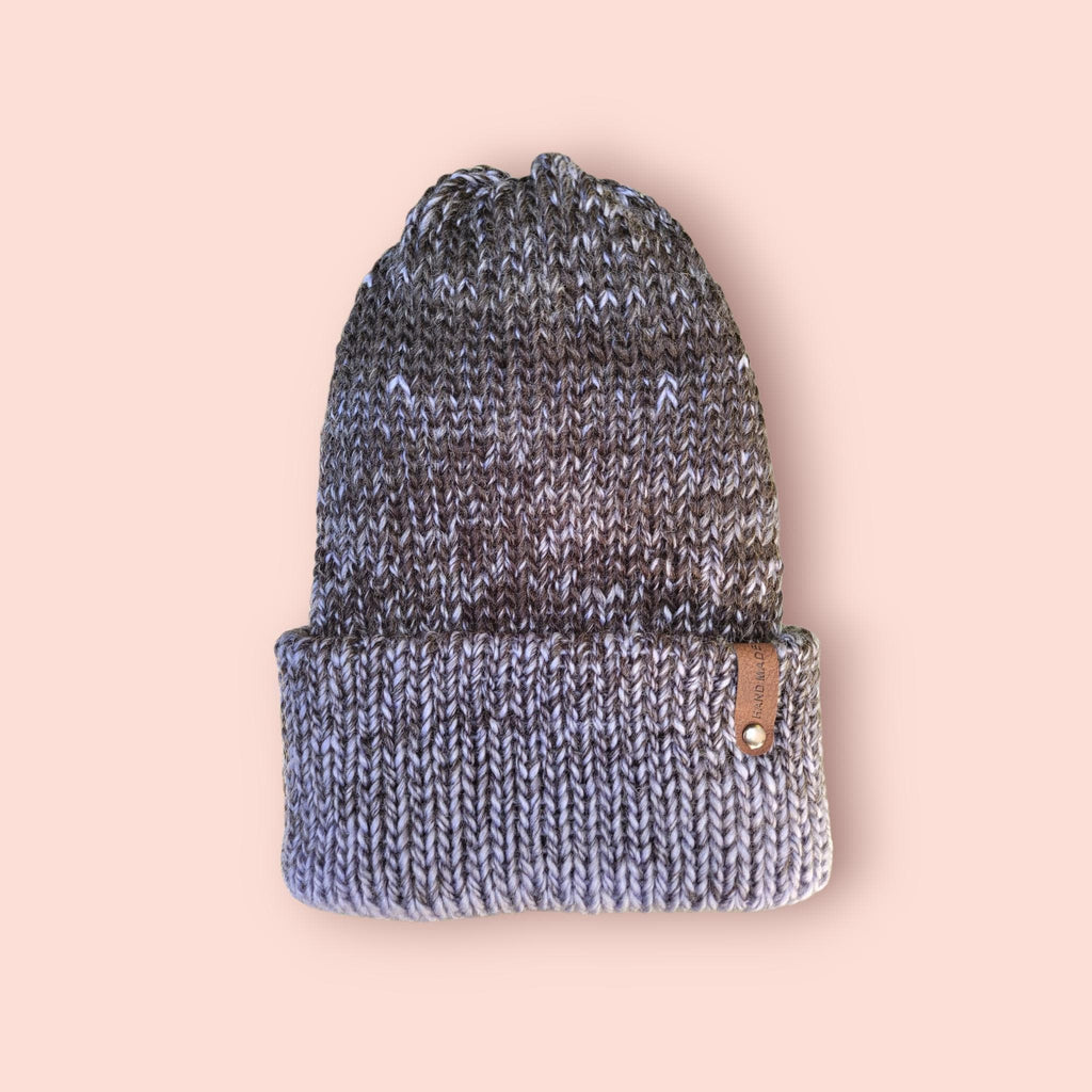 purple to black ombre effect beanie hat, silky touch with wool