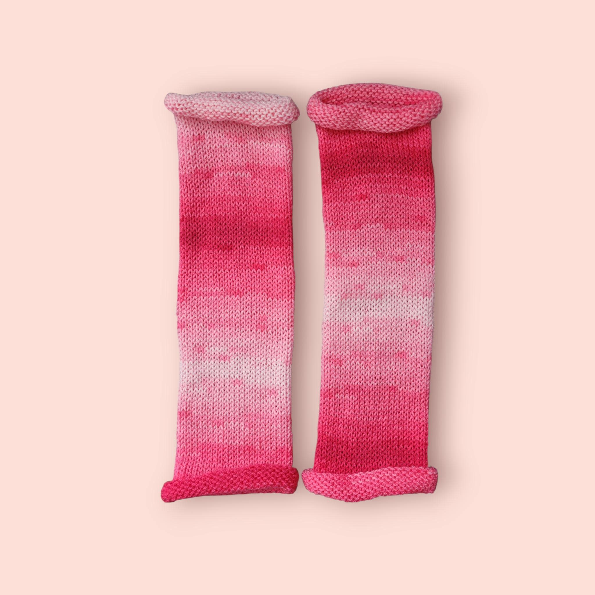 leg warmers, bright pink ombre, acrylic