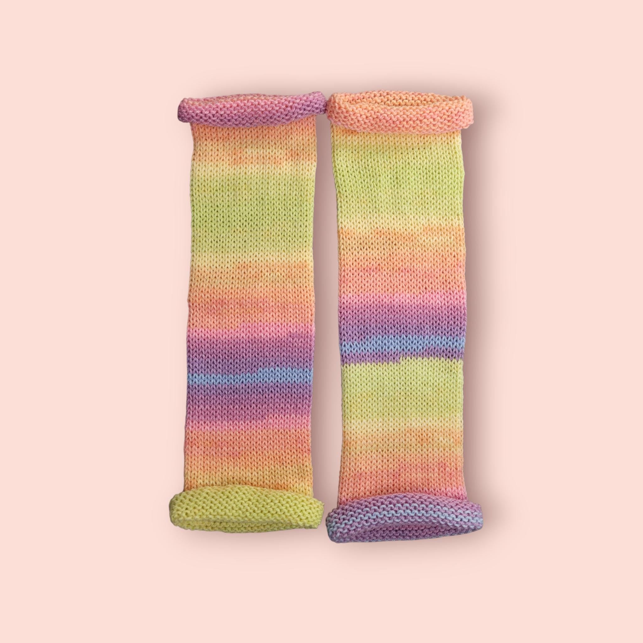 leg warmers, pastel colours, acrylic