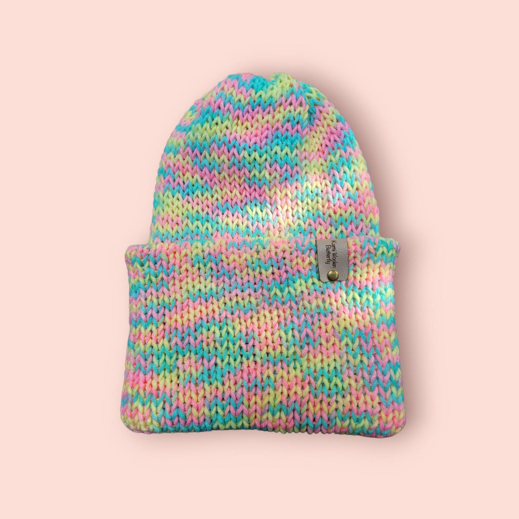 neon rainbow beanie hat