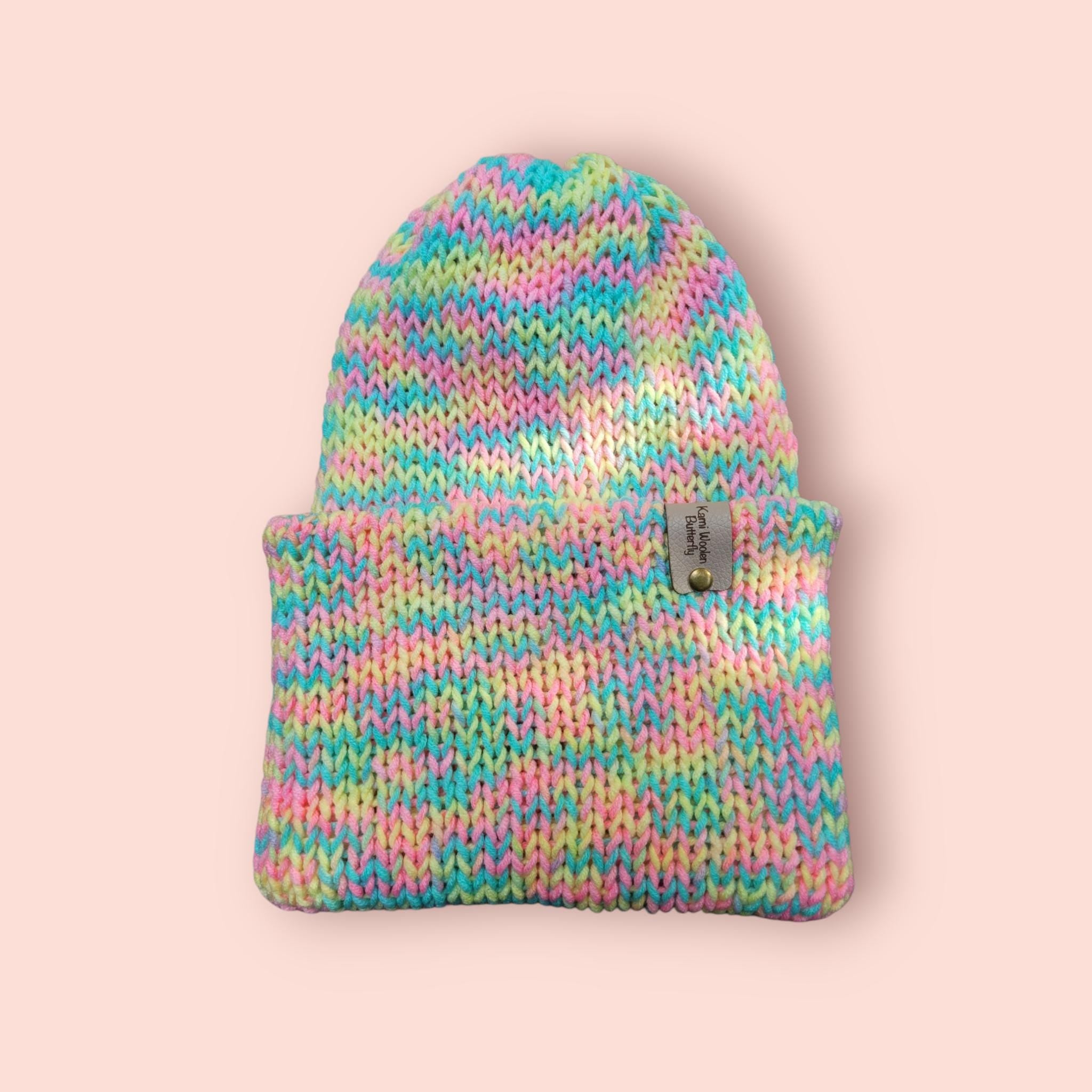 neon rainbow beanie hat