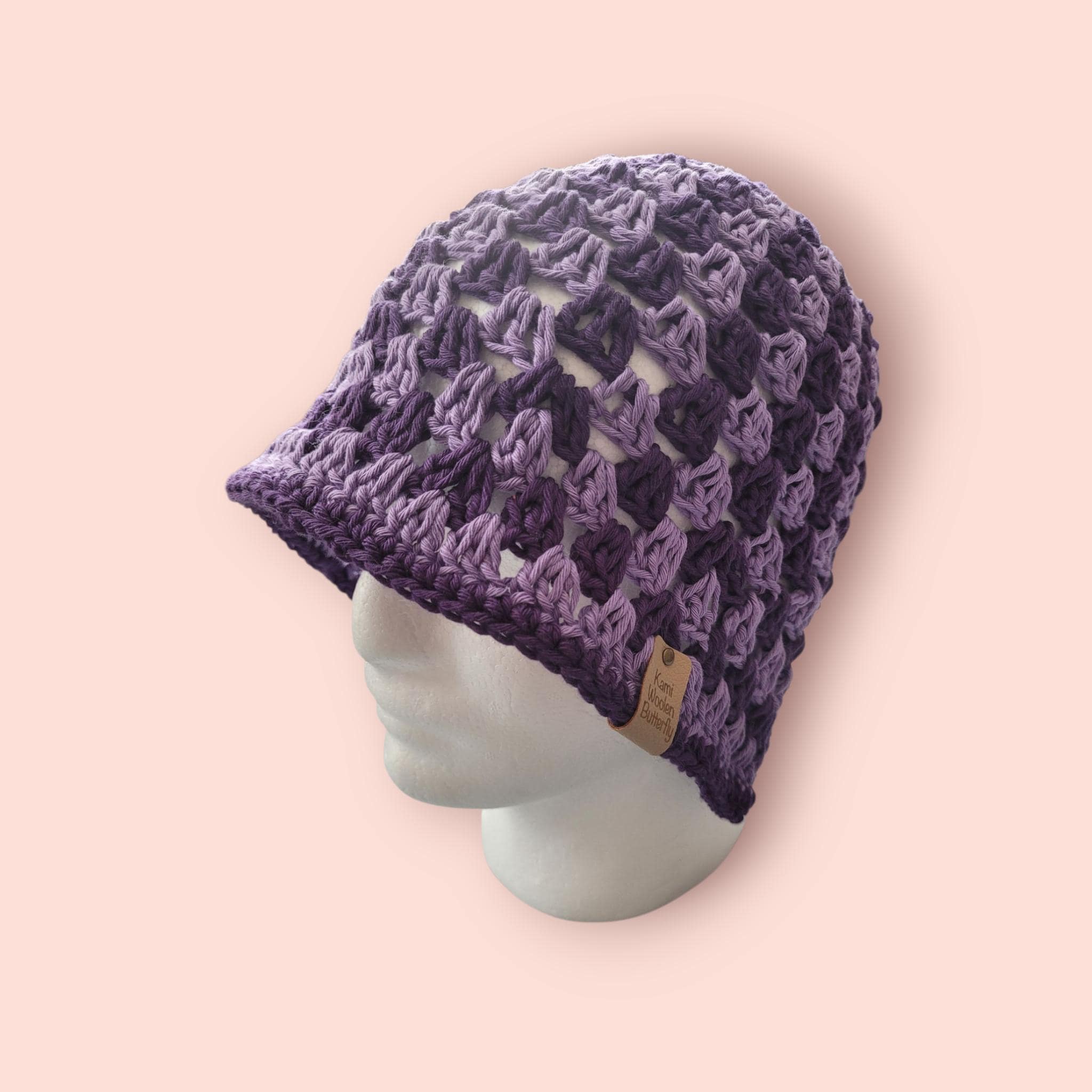 dark purple and light purple bucket hat, festival fashion,  summer and beach hat, handmade,  100 % cotton
