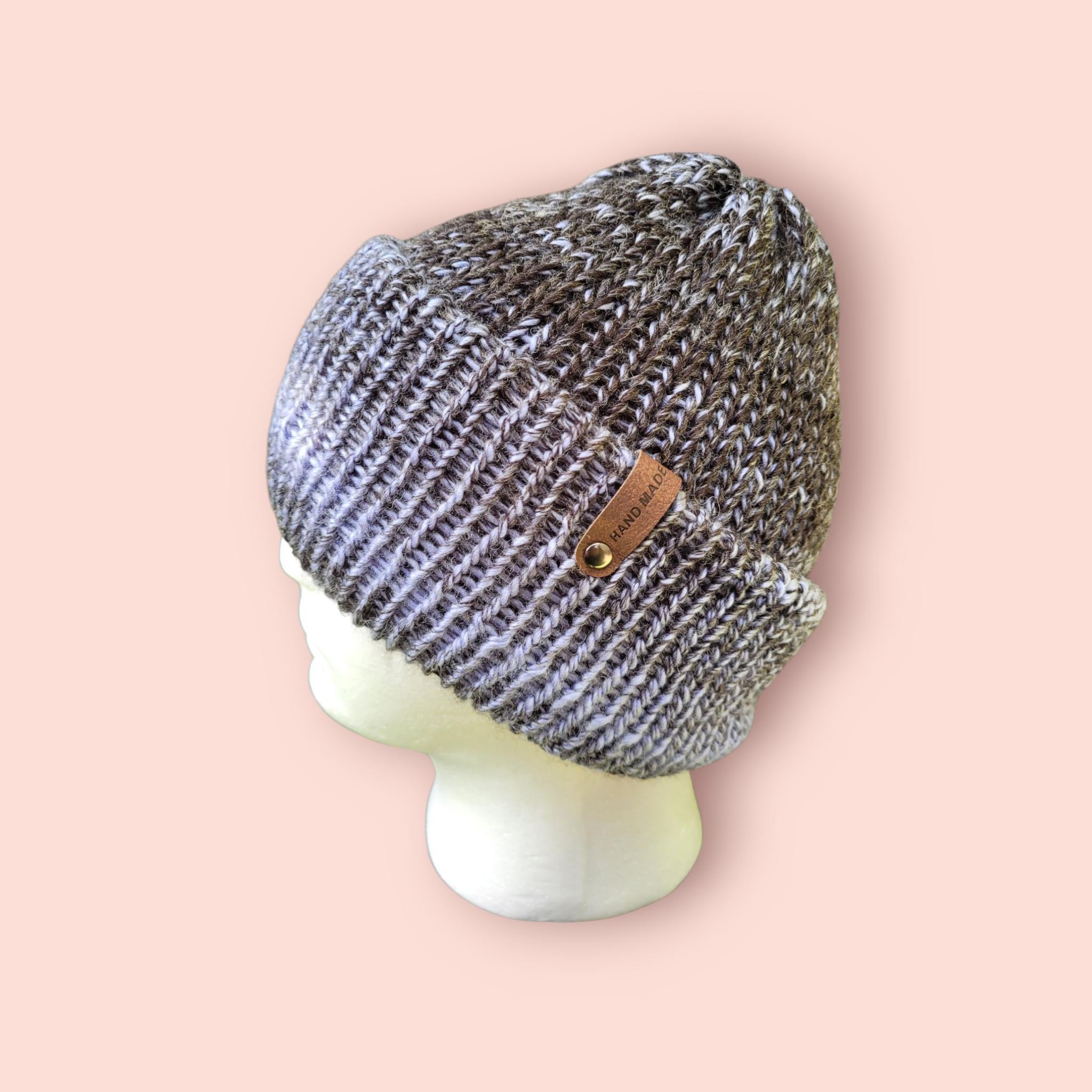 purple to black ombre effect beanie hat, silky touch with wool