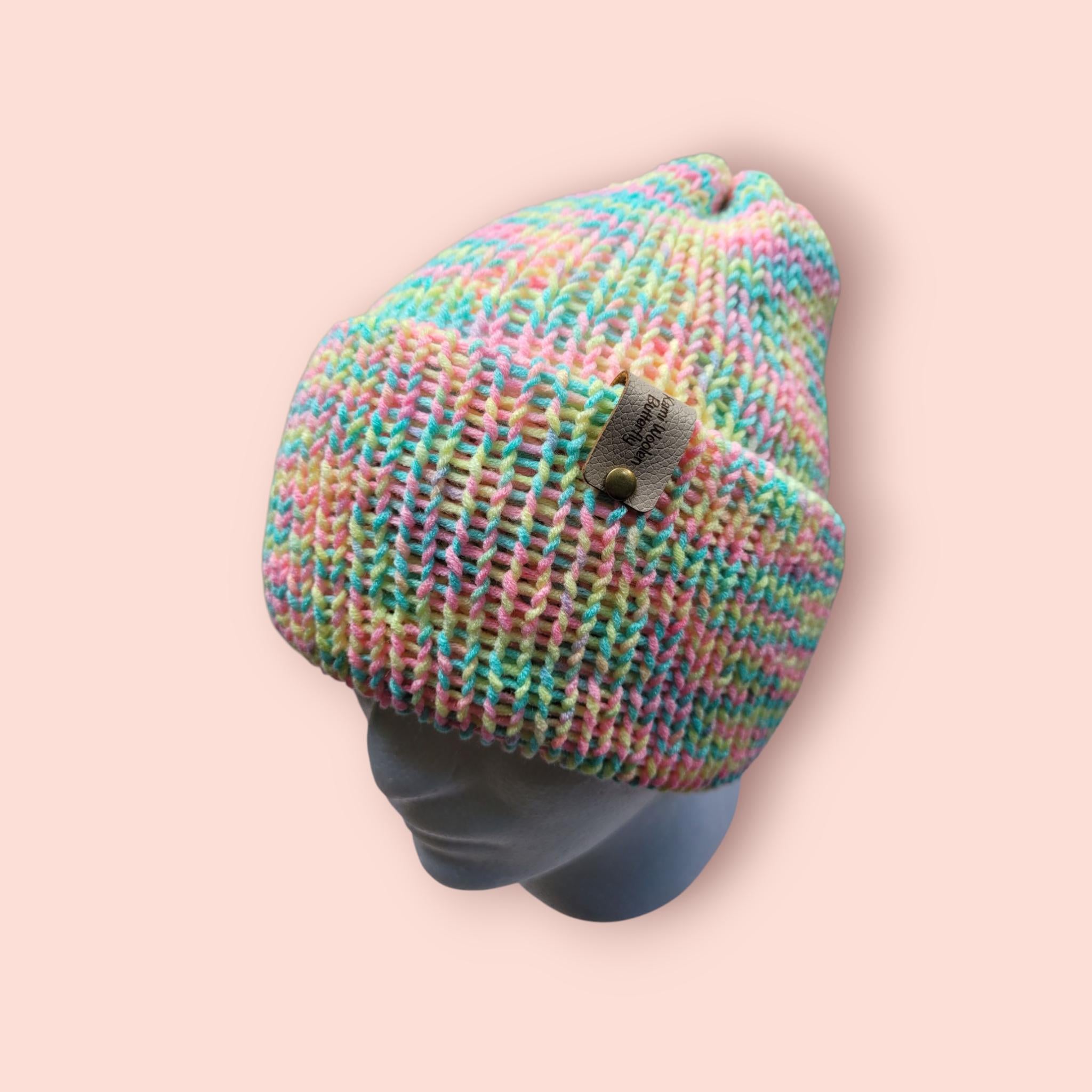 neon rainbow beanie hat