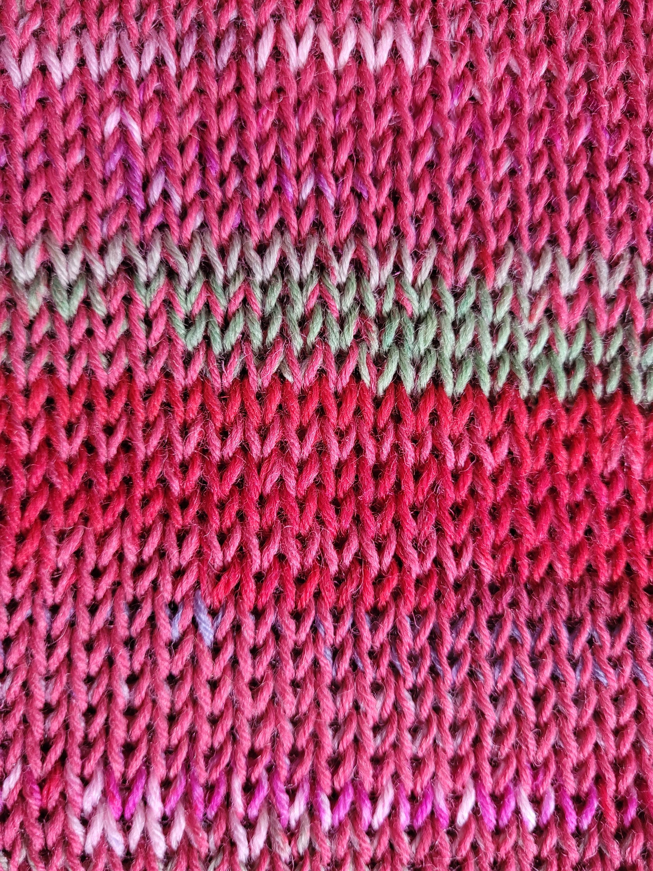 handmade leg warmers,  woolen and warm,  red with green