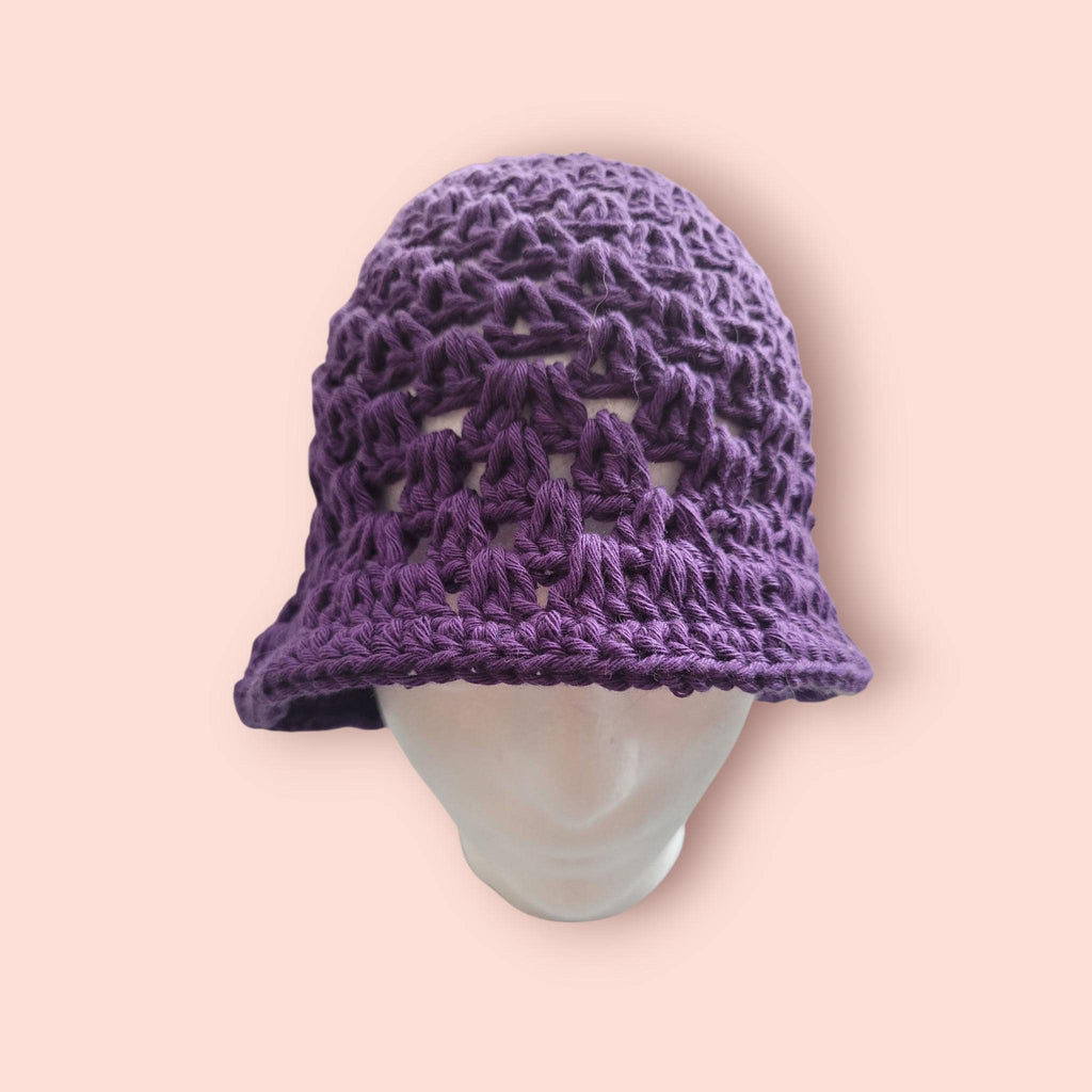 handmade crochet bucket hat,  purple/ dark orchid,  100% cotton,  festival hat,  beach hat, summer hat