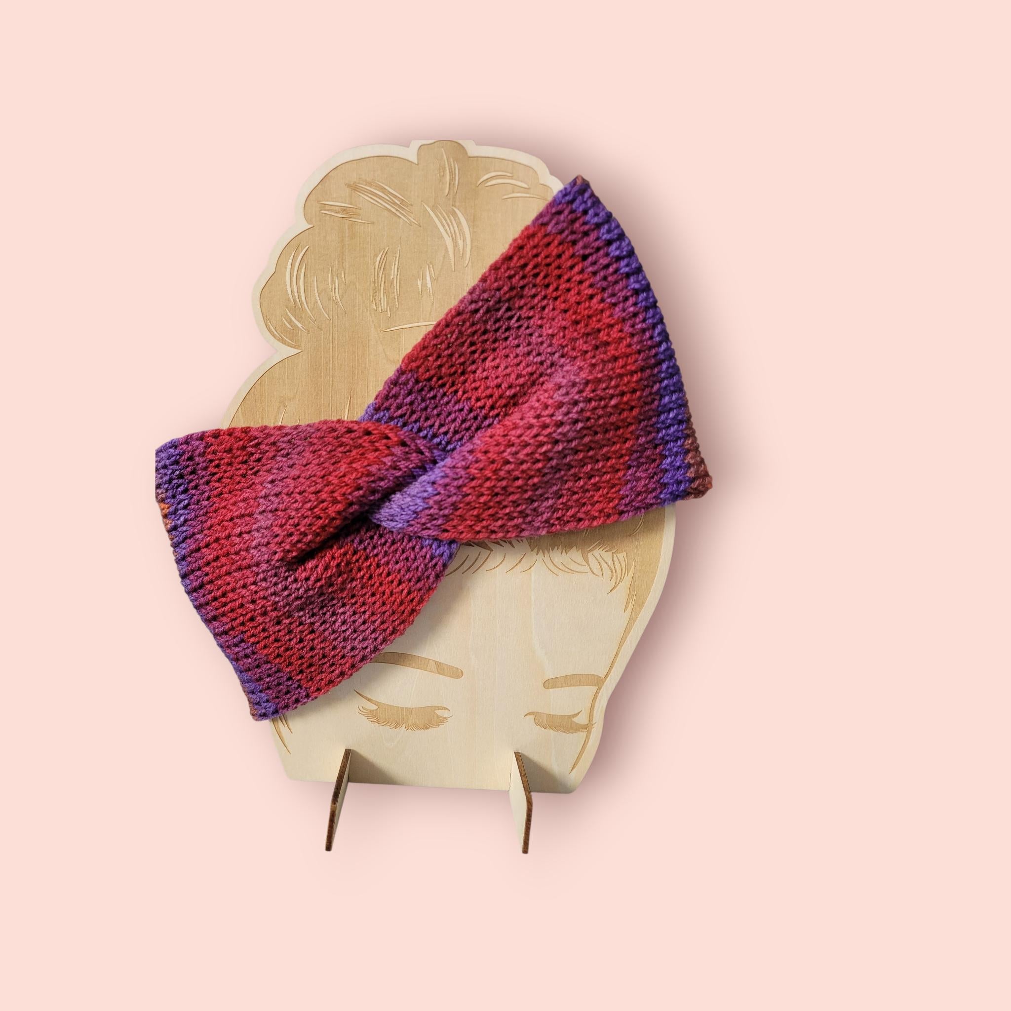 bow style headband,  ombre with orange and purple