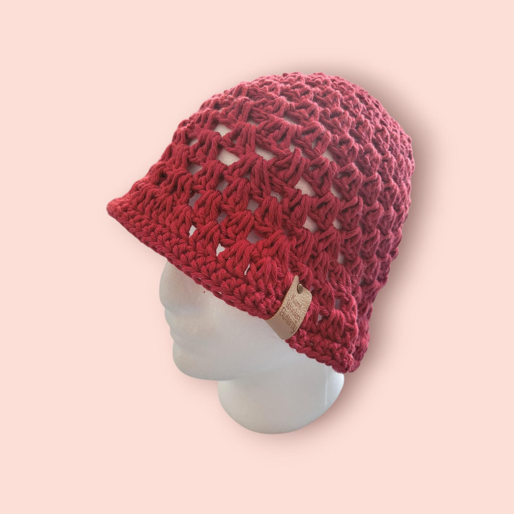 handmade crochet bucket hat,  burgundy,  cotton,  festival,  summer,  holidays and beach hat