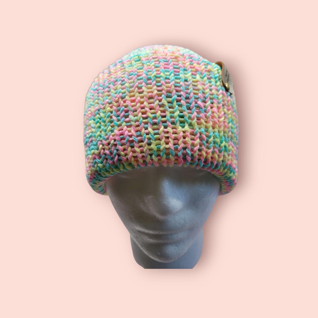 neon rainbow beanie hat
