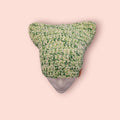 handmade crochet cat beanie hat, green marble, acrylic