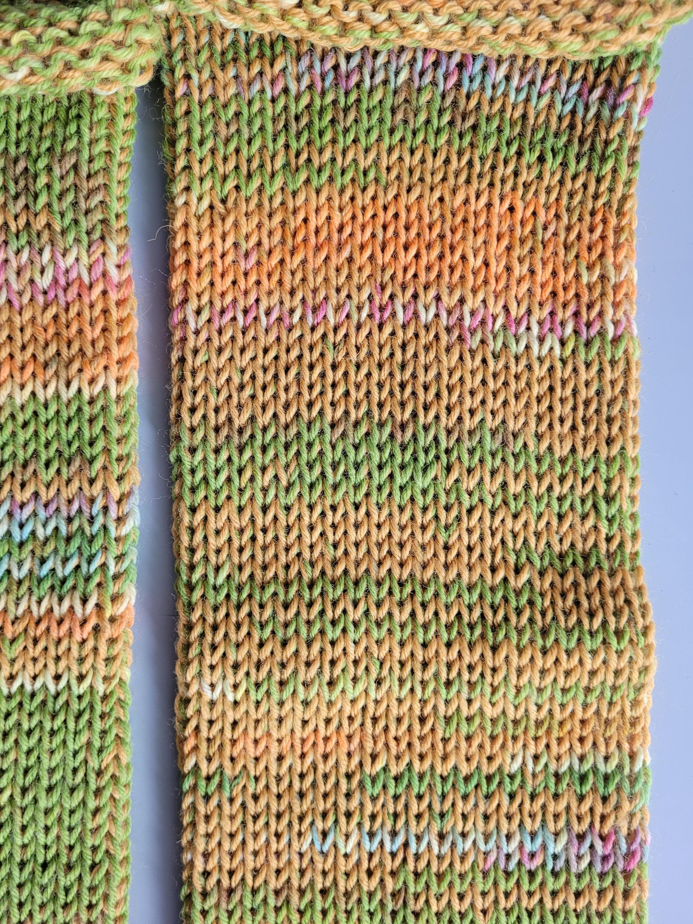 handmade leg warmers,  woolen and warm, yellow and green
