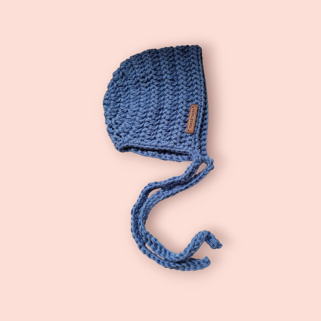 Newborn set of 2 hats, beanie and bonnet, blue