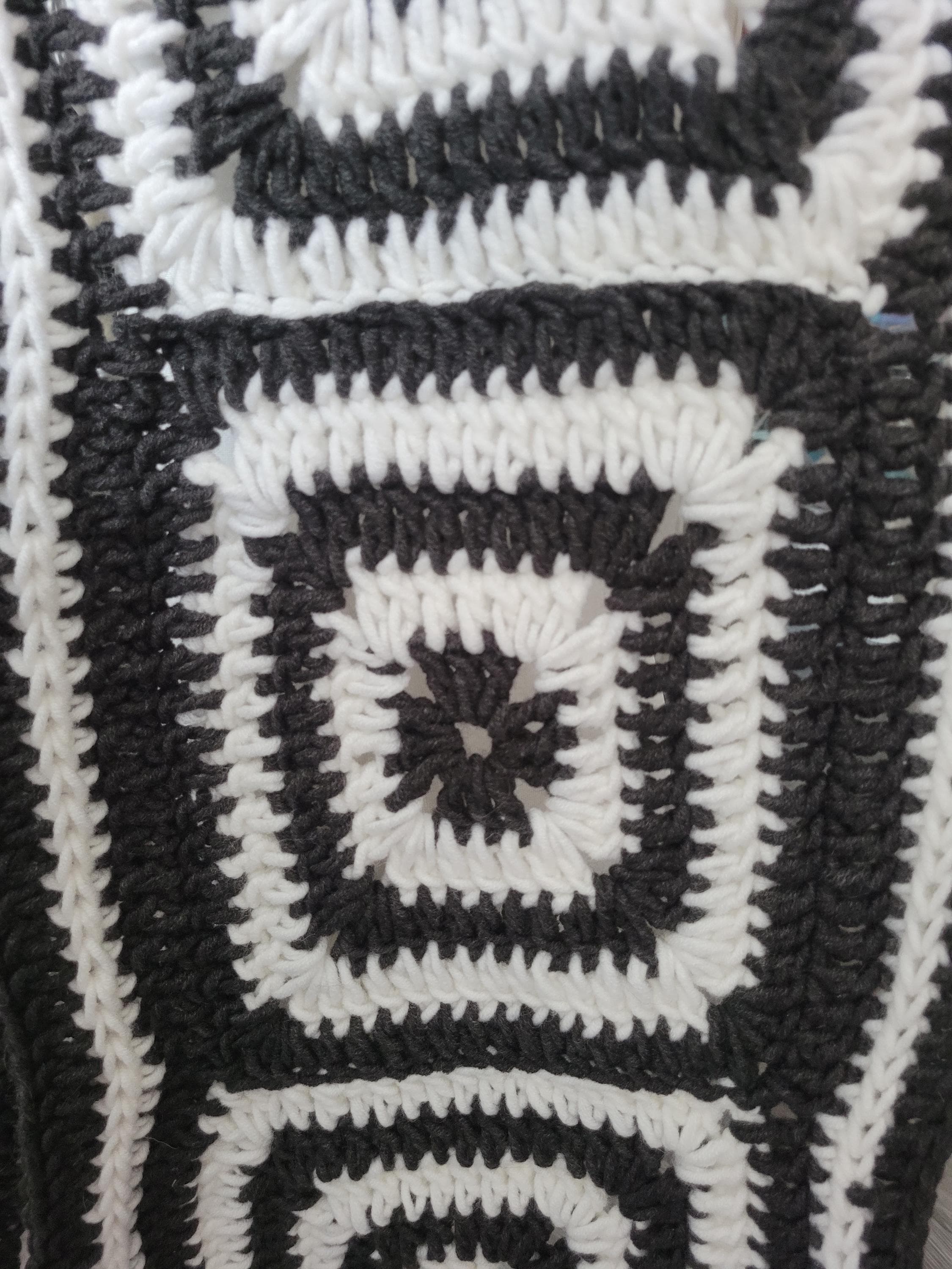 blanket scarf, long and wide, with merino wool, dark grey and off white, handmade