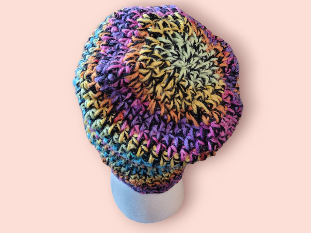 rainbow hat with merino wool