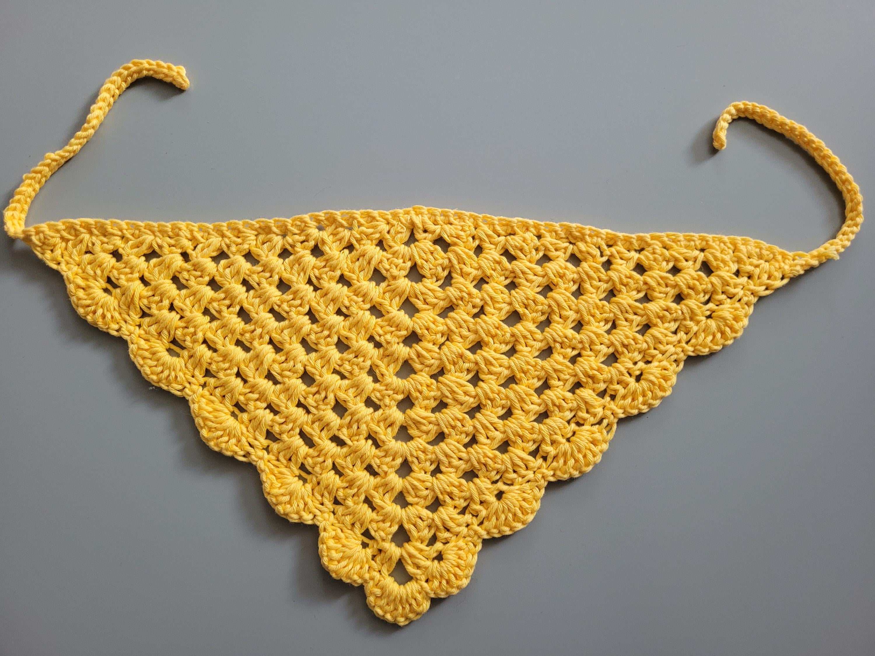 handmade crochet hair bandana,  lemon yellow,  cotton