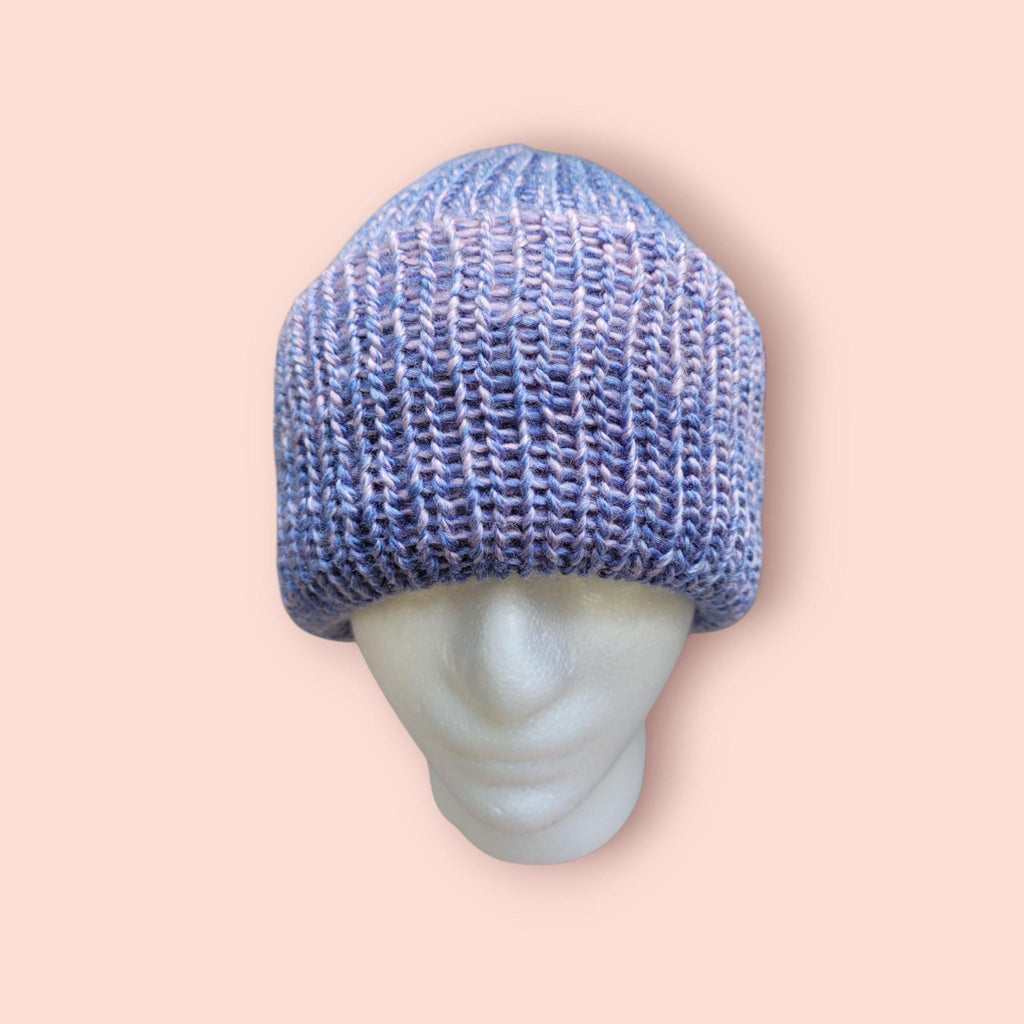 purple and pink ombre effect beanie hat, with wool, very soft,  silky touch