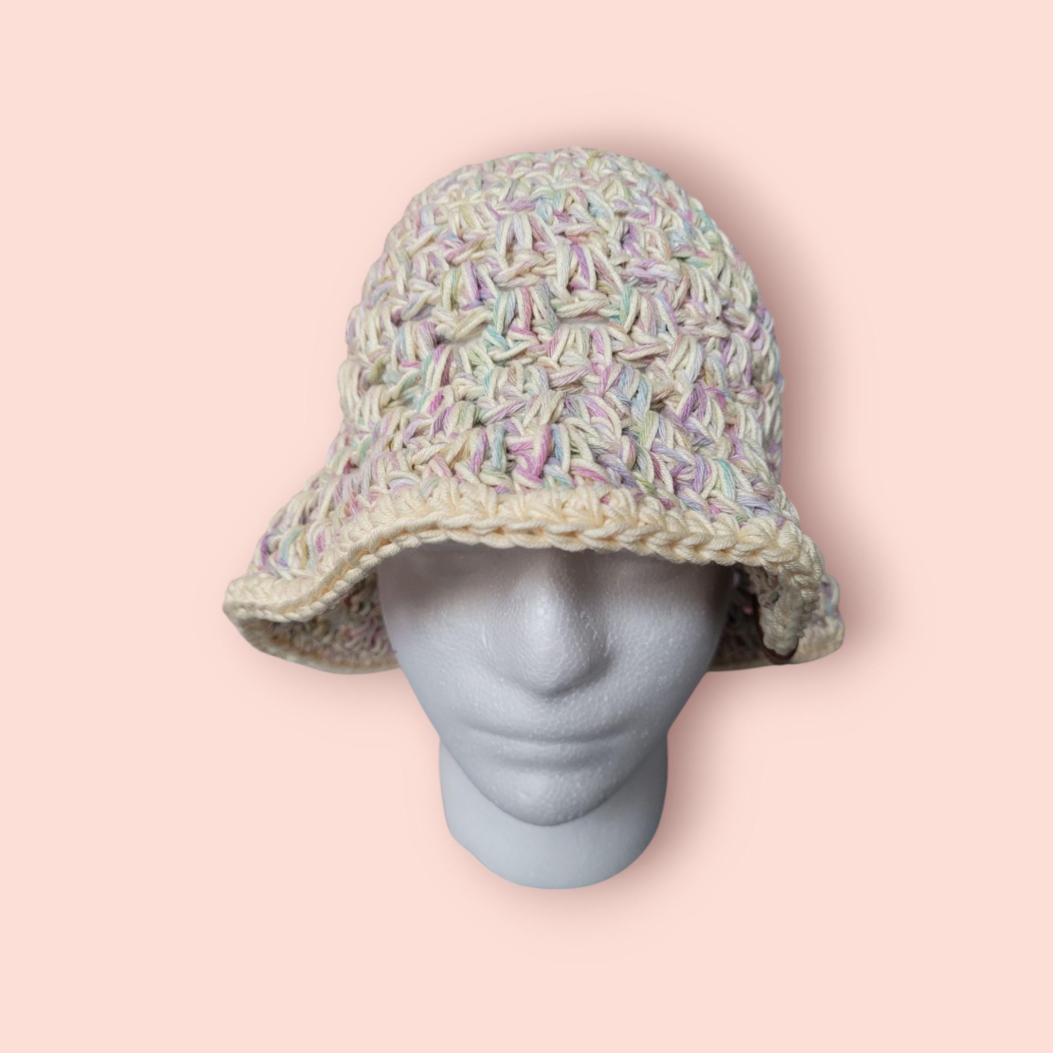 summer bucket hat, festival hat, sun protection hat, yellow with pastel colours