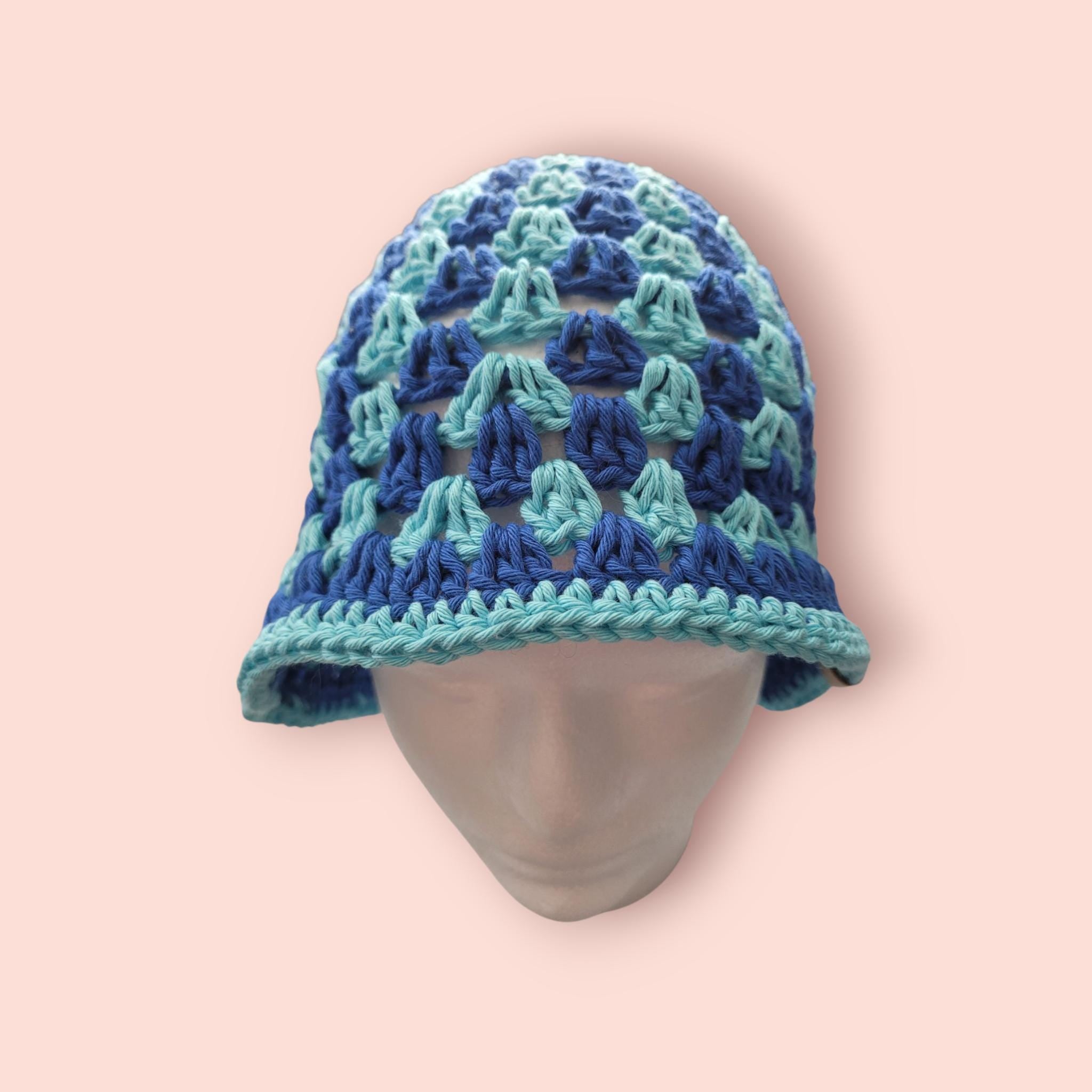 aqua blue and Royal blue bucket hat, festival hat,  beach hat, hand made , 100% cotton