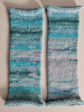 handmade leg warmers,  woolen and breathable,  shades of blues