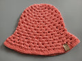 handmade crochet bucket hat,  coral colour, 100% cotton, festival hat,  festival fashion,  summer and beach hat