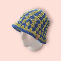 lime green and royal blue bucket hat, festival hat,  beach hat, 100% cotton, hand made