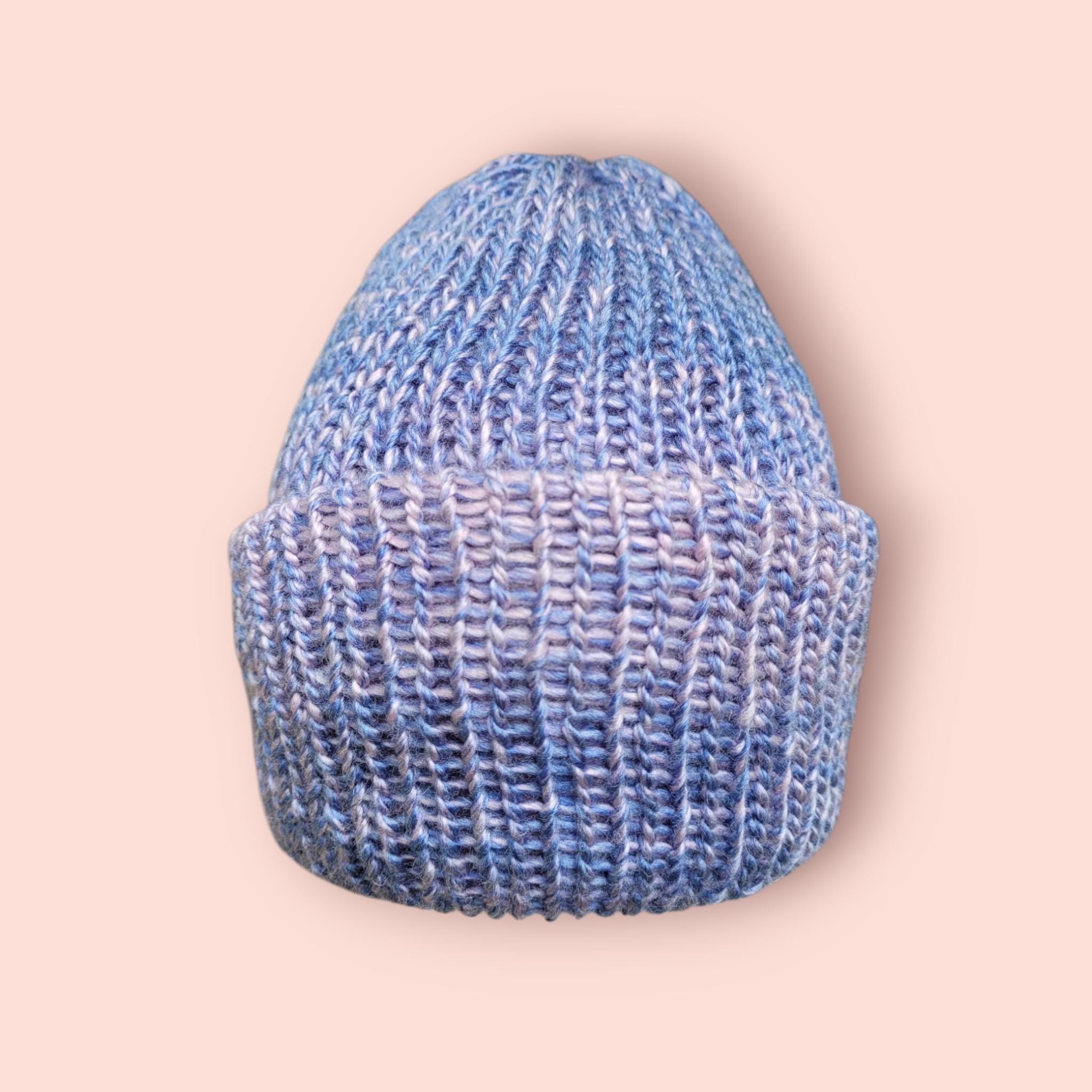 purple and pink ombre effect beanie hat, with wool, very soft,  silky touch