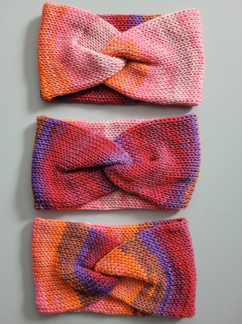 bow style headband,  ombre with orange and purple