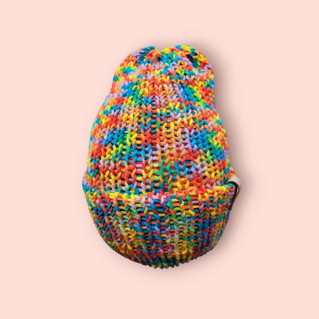 multicoloured beanie hat