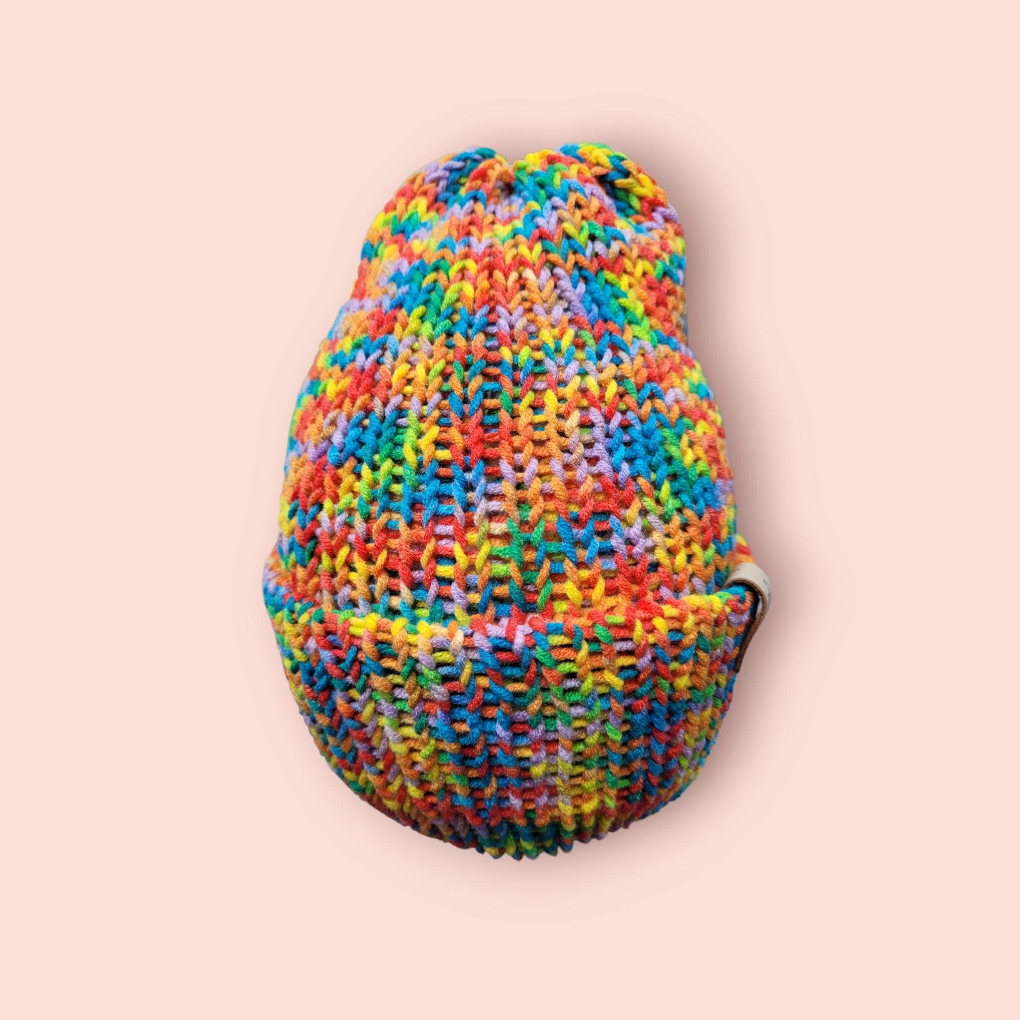 multicoloured beanie hat