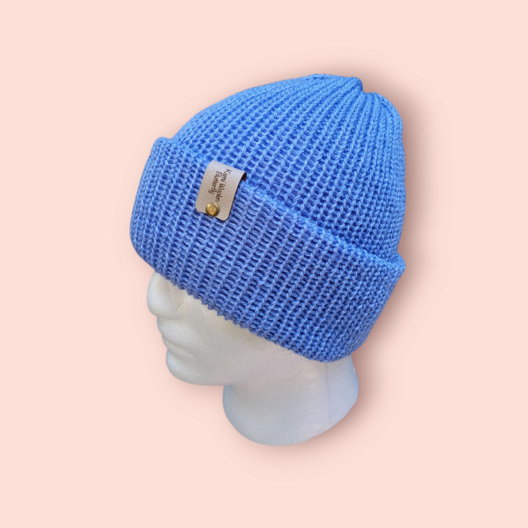 silk and merino blue beanie hat
