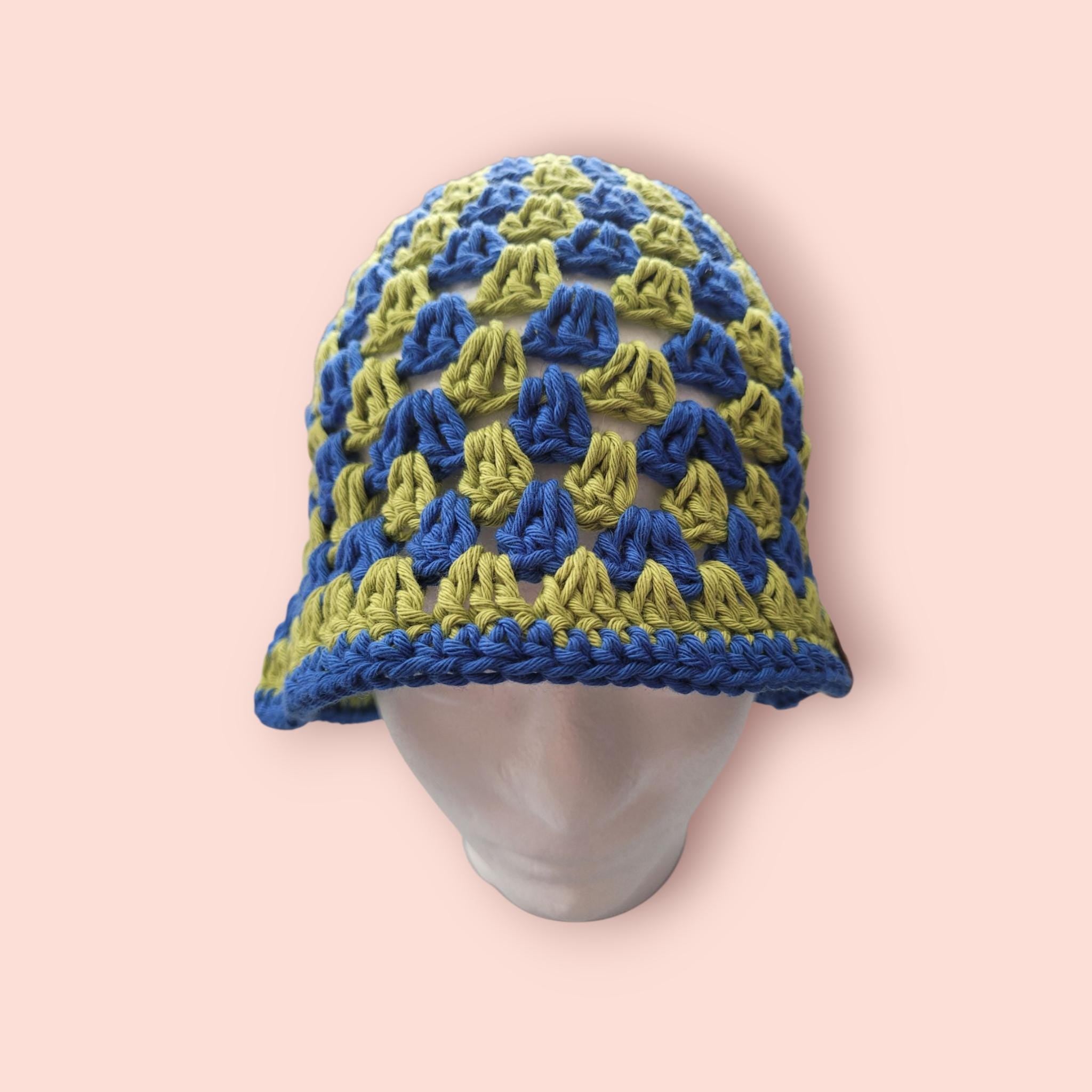 lime green and royal blue bucket hat, festival hat,  beach hat, 100% cotton, hand made