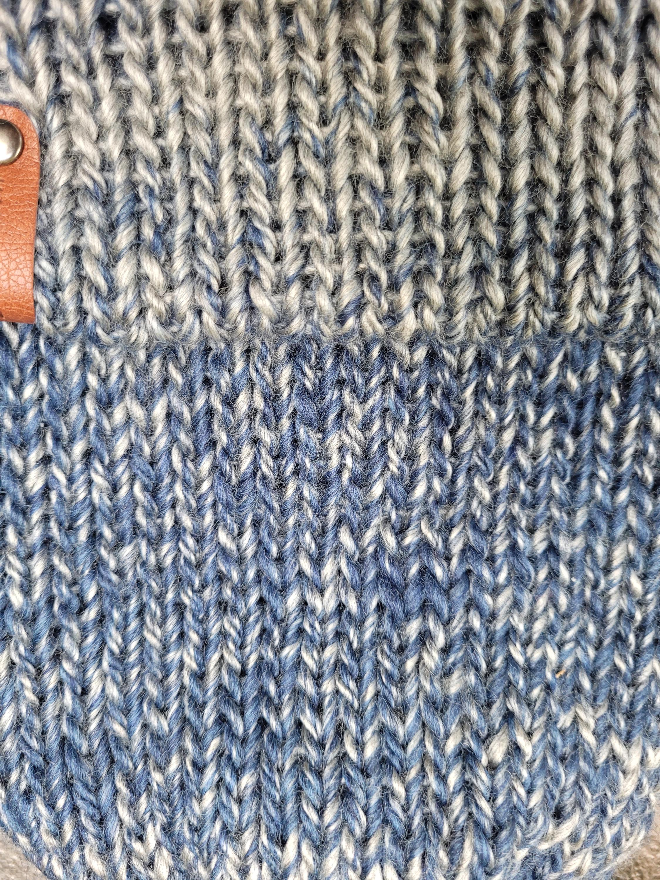 silver and blue ombre effect beanie hat,  silky touch,  with wool