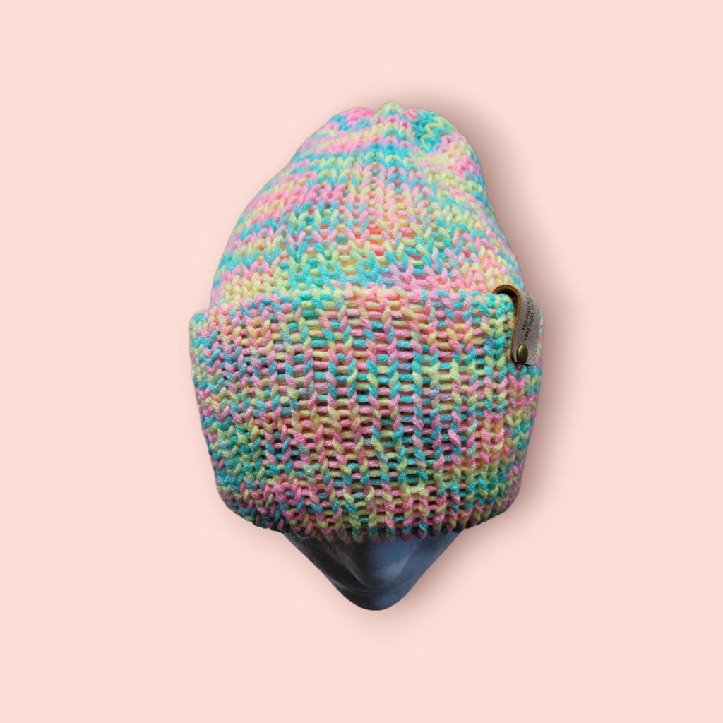 neon rainbow beanie hat