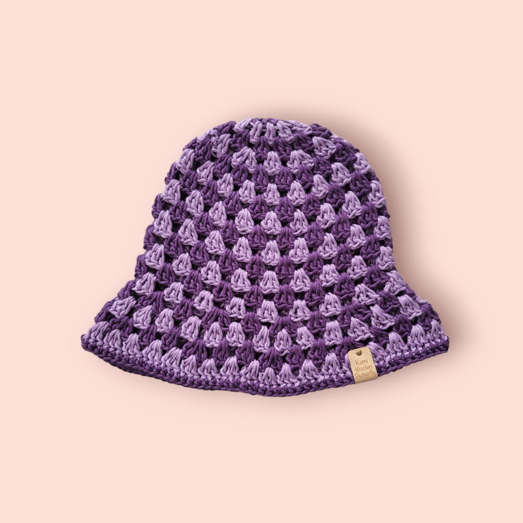 dark purple and light purple bucket hat, festival fashion,  summer and beach hat, handmade,  100 % cotton