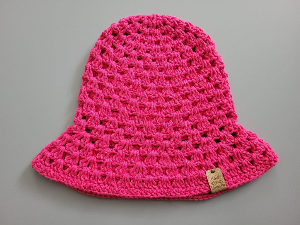 handmade crochet bucket hat,  cotton, hot pink, festival hat,  summer and beach hat